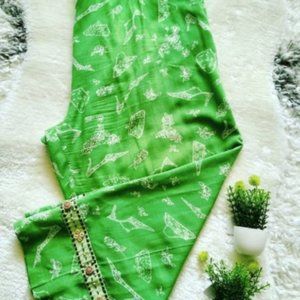 Ashlyn Kate Palazzo Pants Capri Print Green